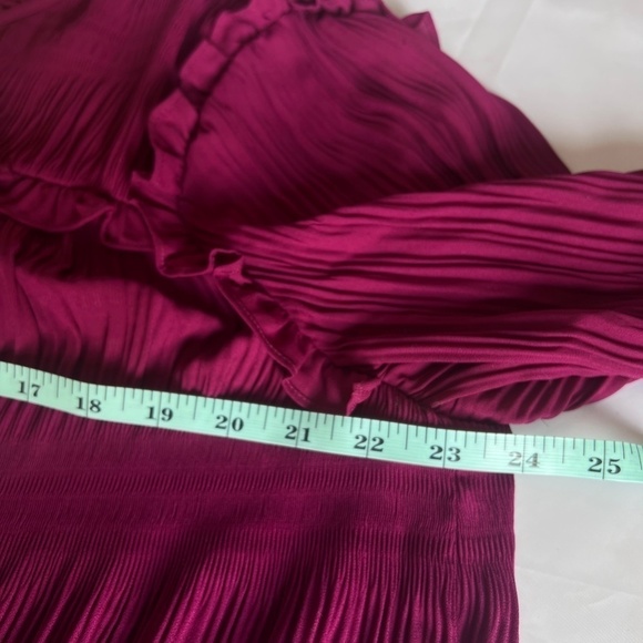 Ted Baker Airlie Pleated Smocking High Neck with Ruffle Top Blouse, Deep Pink, 4 - Picture 11 of 13